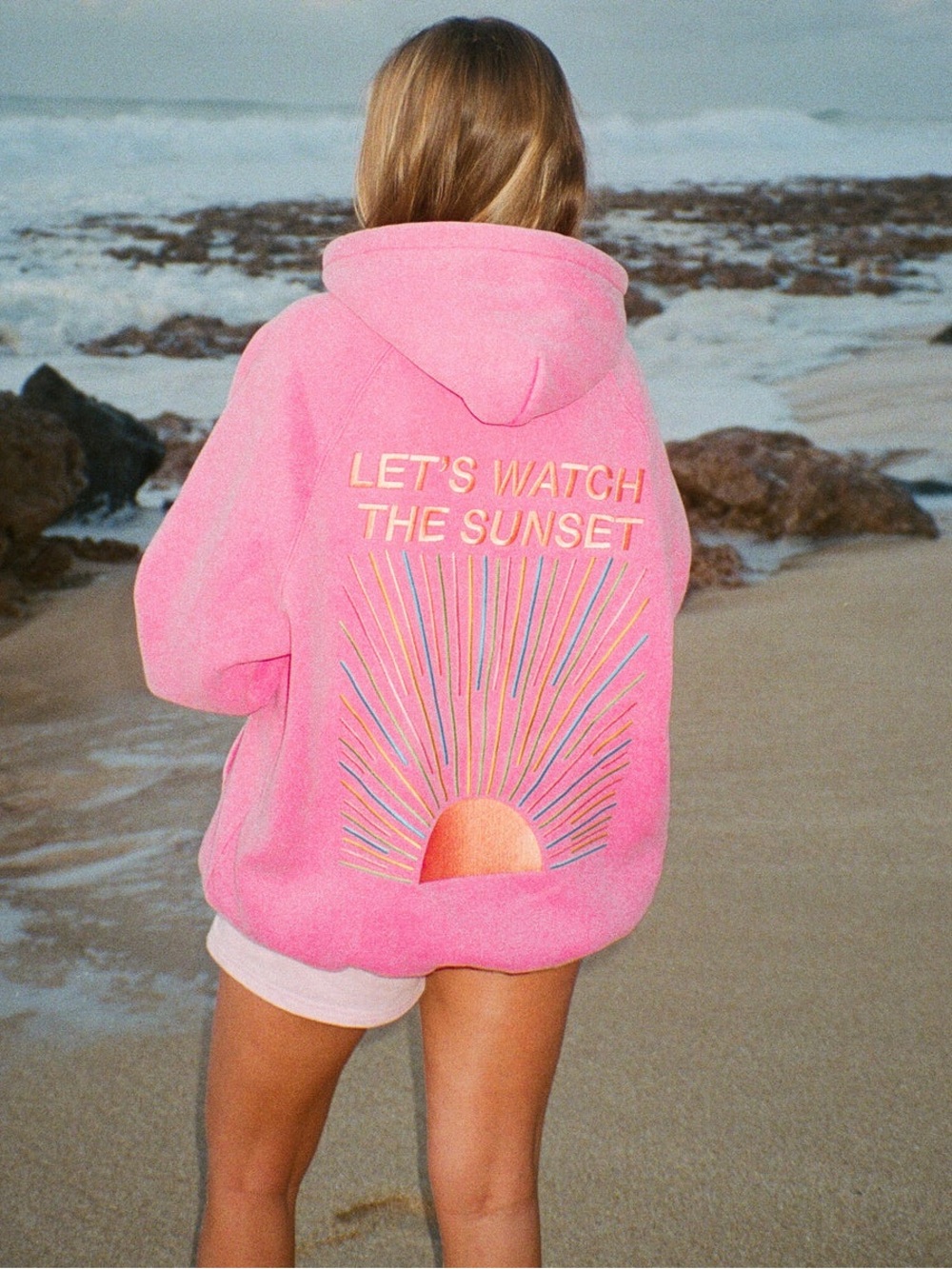 Dandy Worldwide Let’s Watch The Sunset Lux Hoodie in Vintage Washed Pink - XL